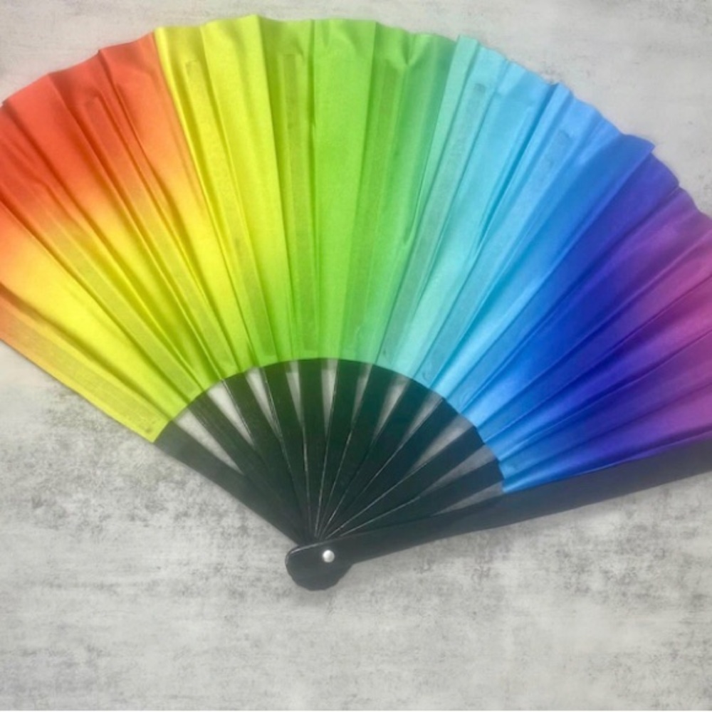 Vibrant Rainbow Hand Fan